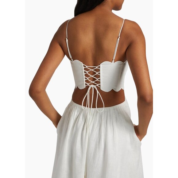 Zimmermann Rhiannon Scallop Linen Voile cutout Midi-Dress size 3/ M/ US 8-10 - Picture 4 of 16